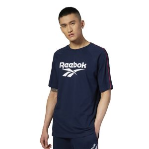 Koszulki Męskie Reebok Classic Vector Print Granatowe PL 85HOMLN